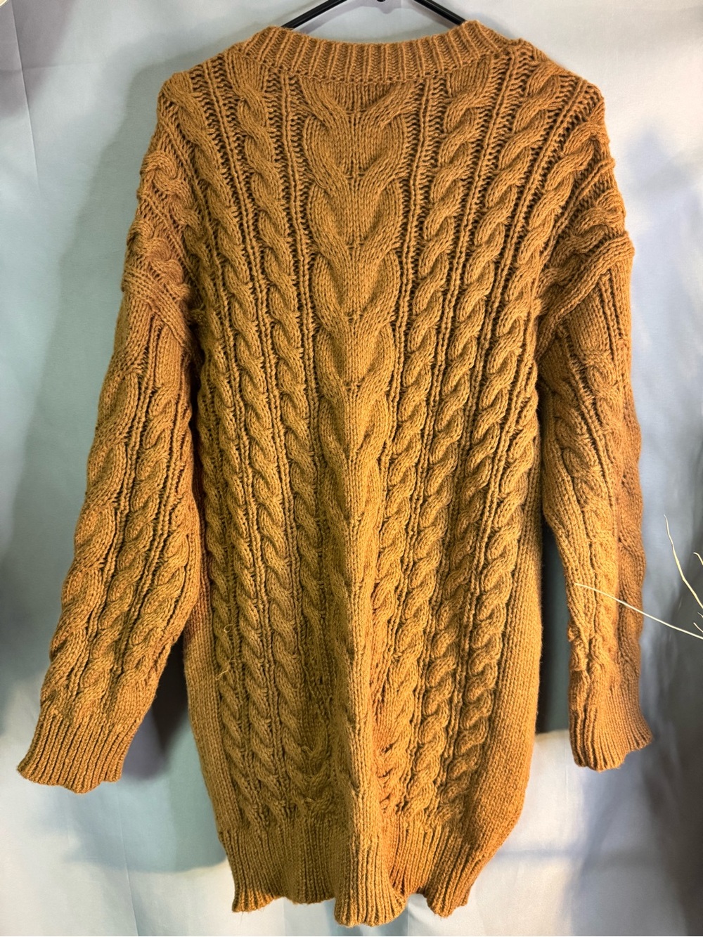 Cable-Knit V-Neck Sweater in Brown Like New - Picture 2 of 2